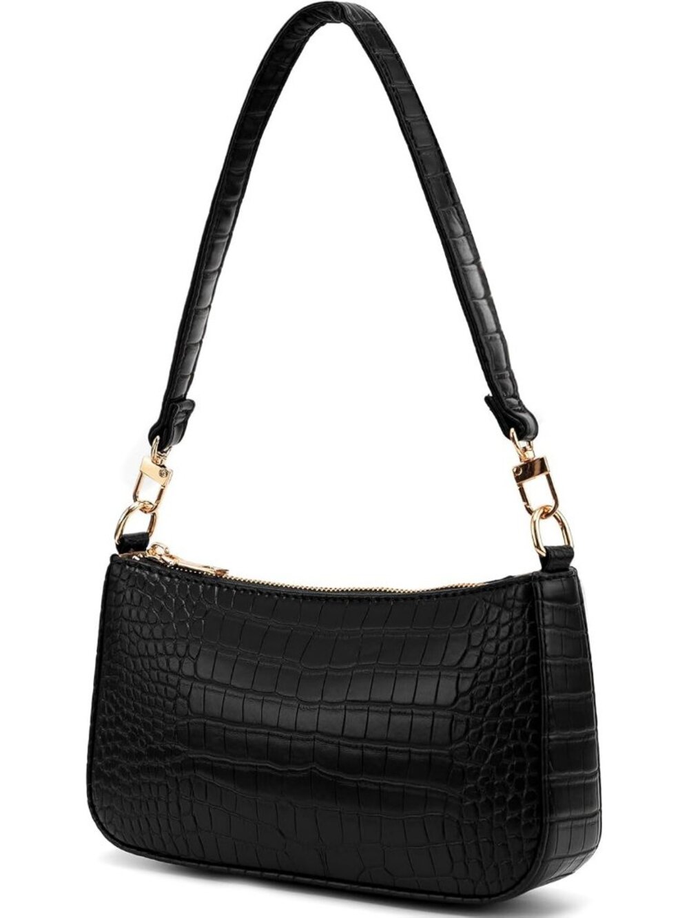Womens Black Flower Retro Vegan Leather Hobo Shoulder MultiPocket Crossbody Bag